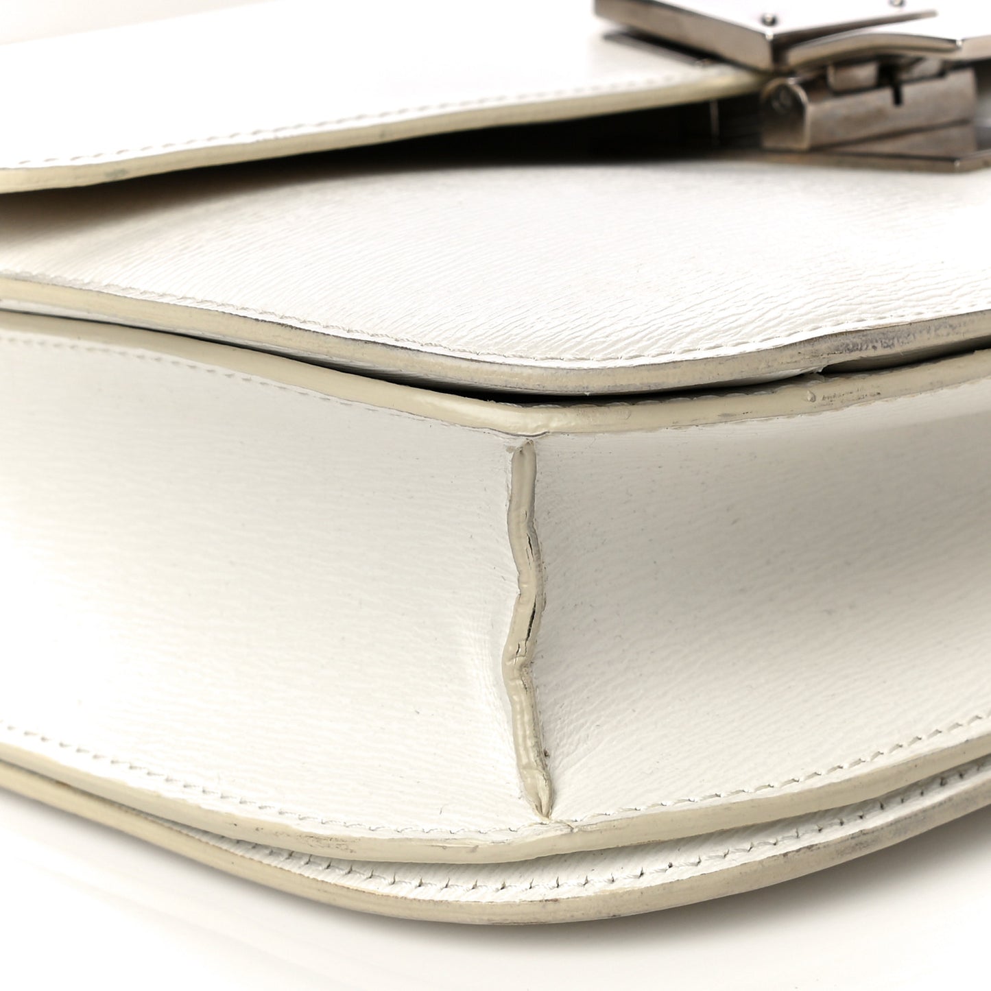 Liege Calfskin Medium Classic Box Flap Bag White