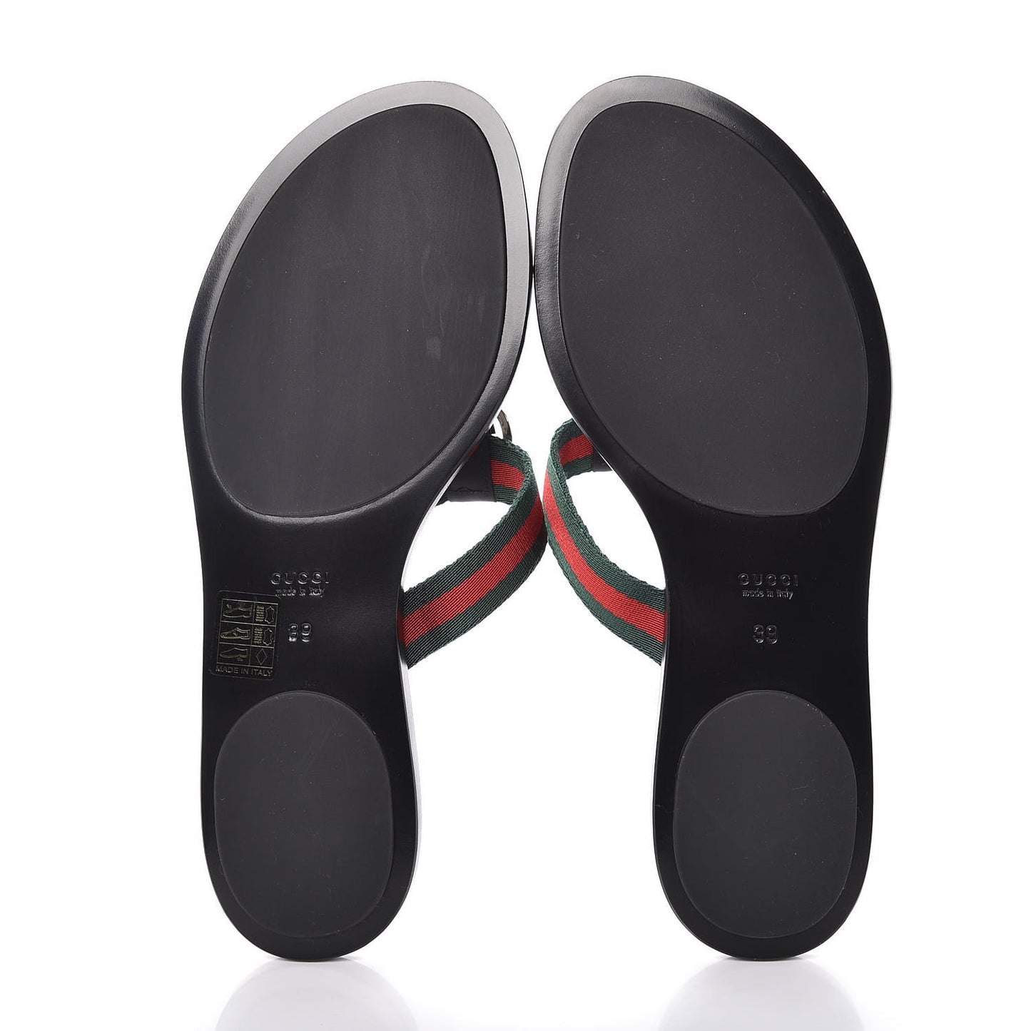Nylon Guccissima Web Womens Thong Sandals 39 Green Red Black