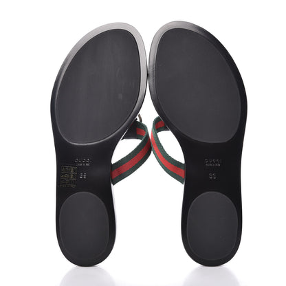 Gucci Nylon Guccissima Web Womens Thong Sandals 39 Green Red Black 5 of 8