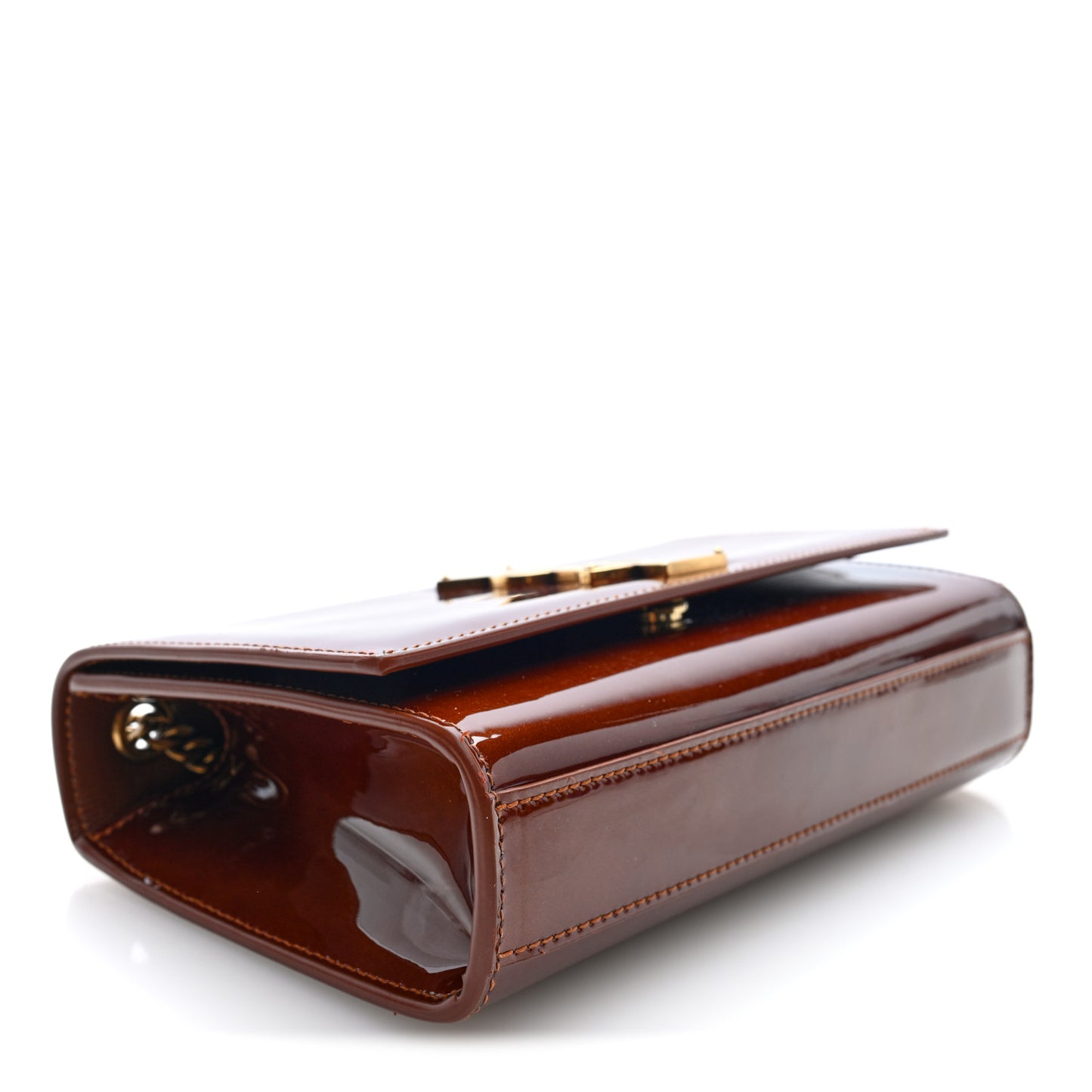 Patent Small Monogram Kate Satchel Chataigne