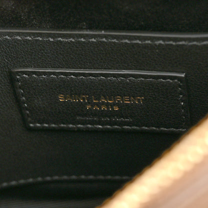 Saint Laurent Sheepskin Matelasse Chevron Monogram Medium College Bag Dark Beige 6 of 9
