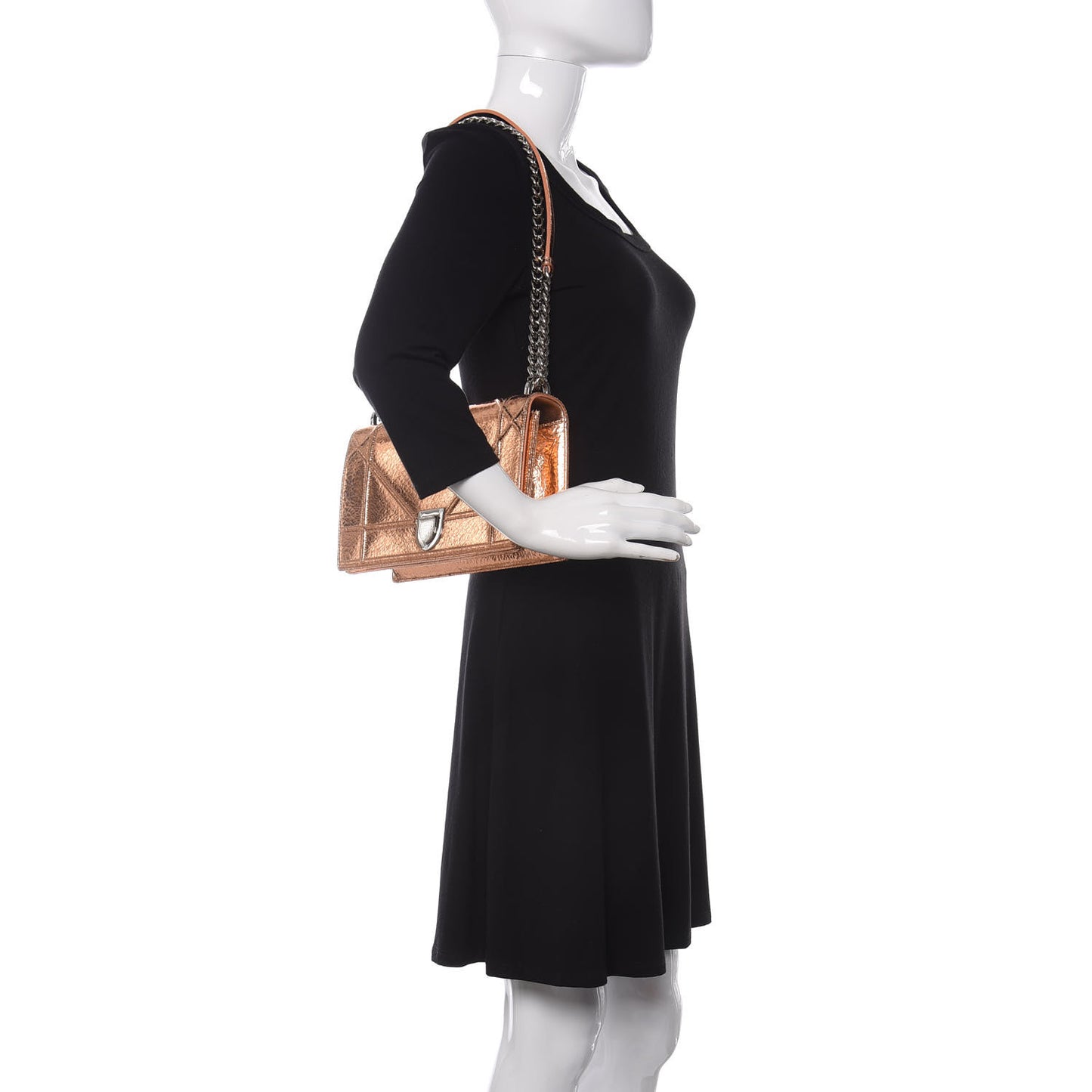Metallic Ceramic Effect Deerskin Medium Diorama Flap Bag Gold