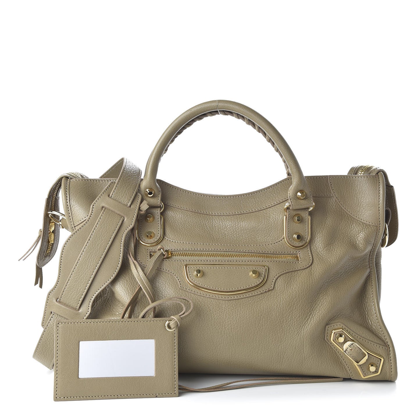 Chevre Gold Metallic Edge Hardware City Beige Latte