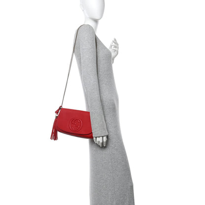 Gucci Pebbled Calfskin Medium Soho Flap Crossbody Tabasco Red 2 of 12