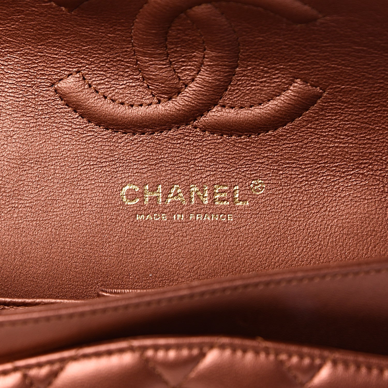 Chanel Metallic Lambskin Quilted Medium Double Flap Bronze 6 of 12