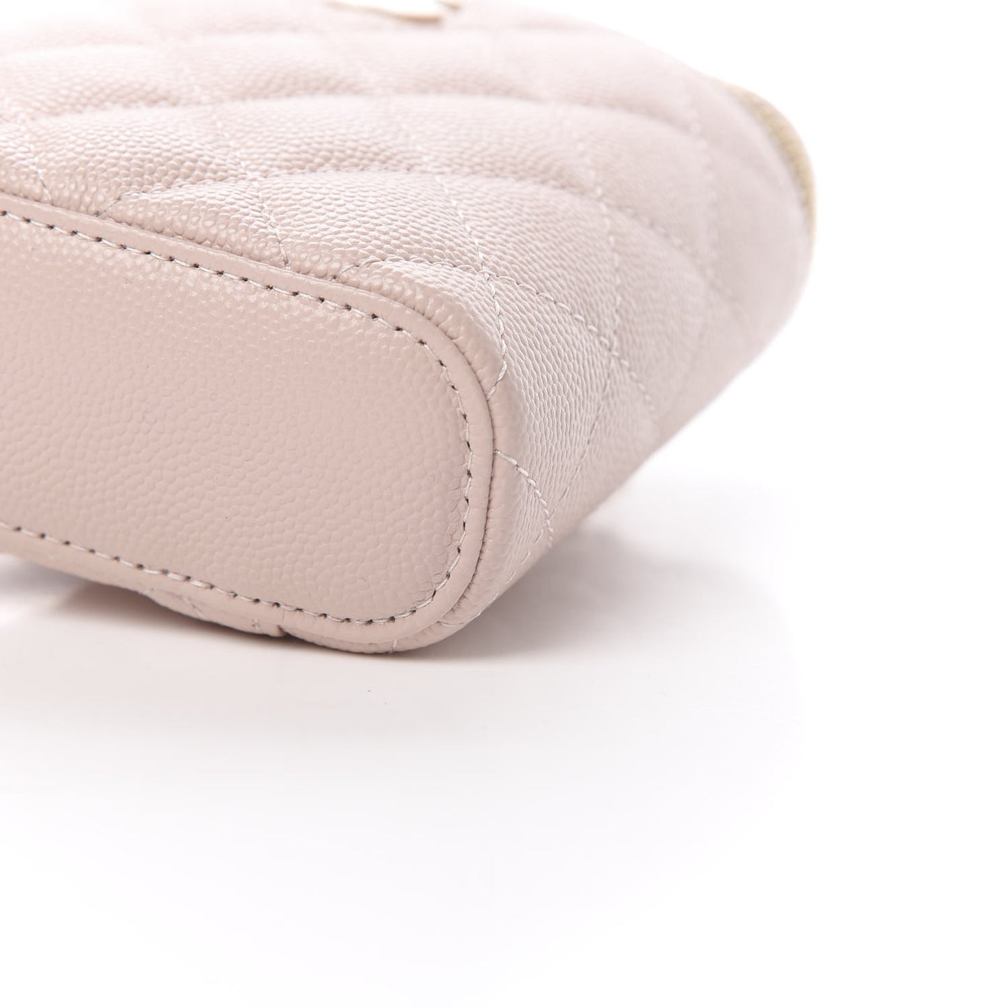 Caviar Quilted Small Vertical Coco Beauty Vanity Case With Chain Light Pink