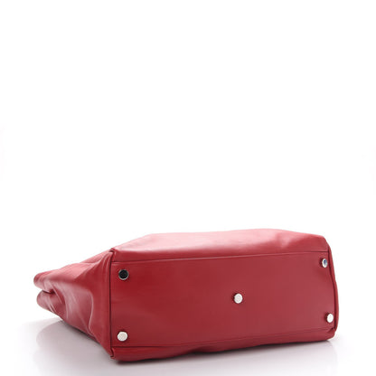 Saint Laurent Calfskin Suede Stud Reversible Shopper Tote Red 8 of 19