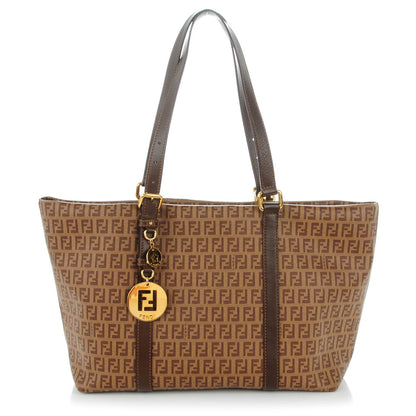 Fendi Zucchino Spalmati Vitello Large Charm Shopper Tote Nocciola Castagna 1 of 8