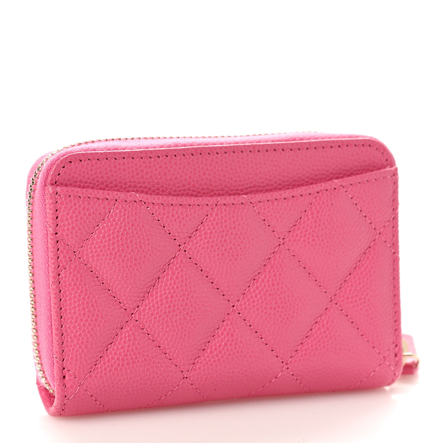 Chanel Caviar Quilted Zip Coin Purse Pink 3 of 10