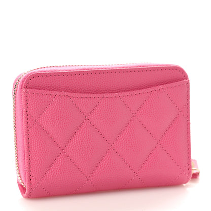 Chanel Caviar Quilted Zip Coin Purse Pink 3 of 10
