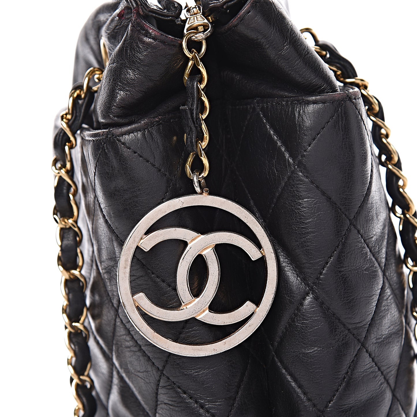 Lambskin Quilted Shoulder Bag Black