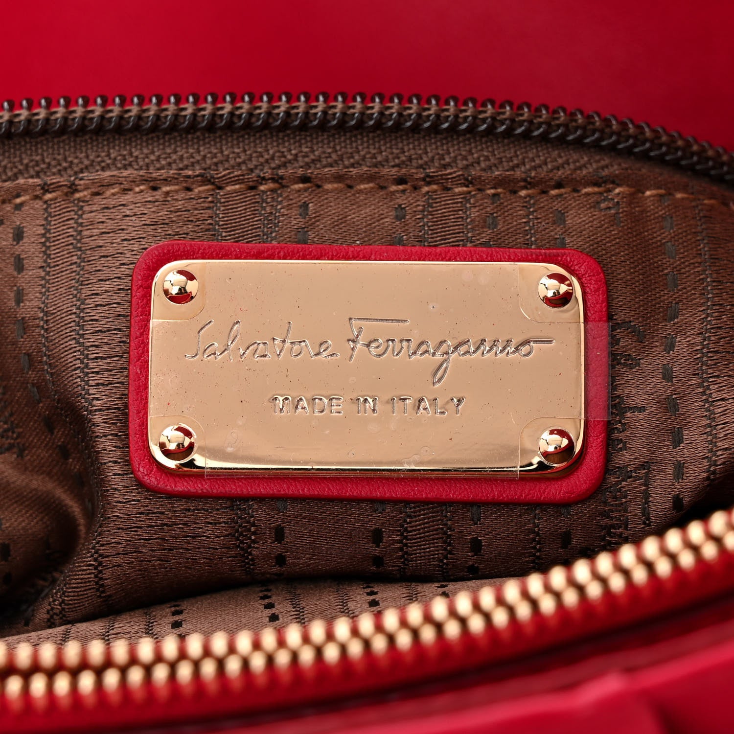 Salvatore Ferragamo Calfskin Gancini Chain Shoulder Bag Red 6 of 12