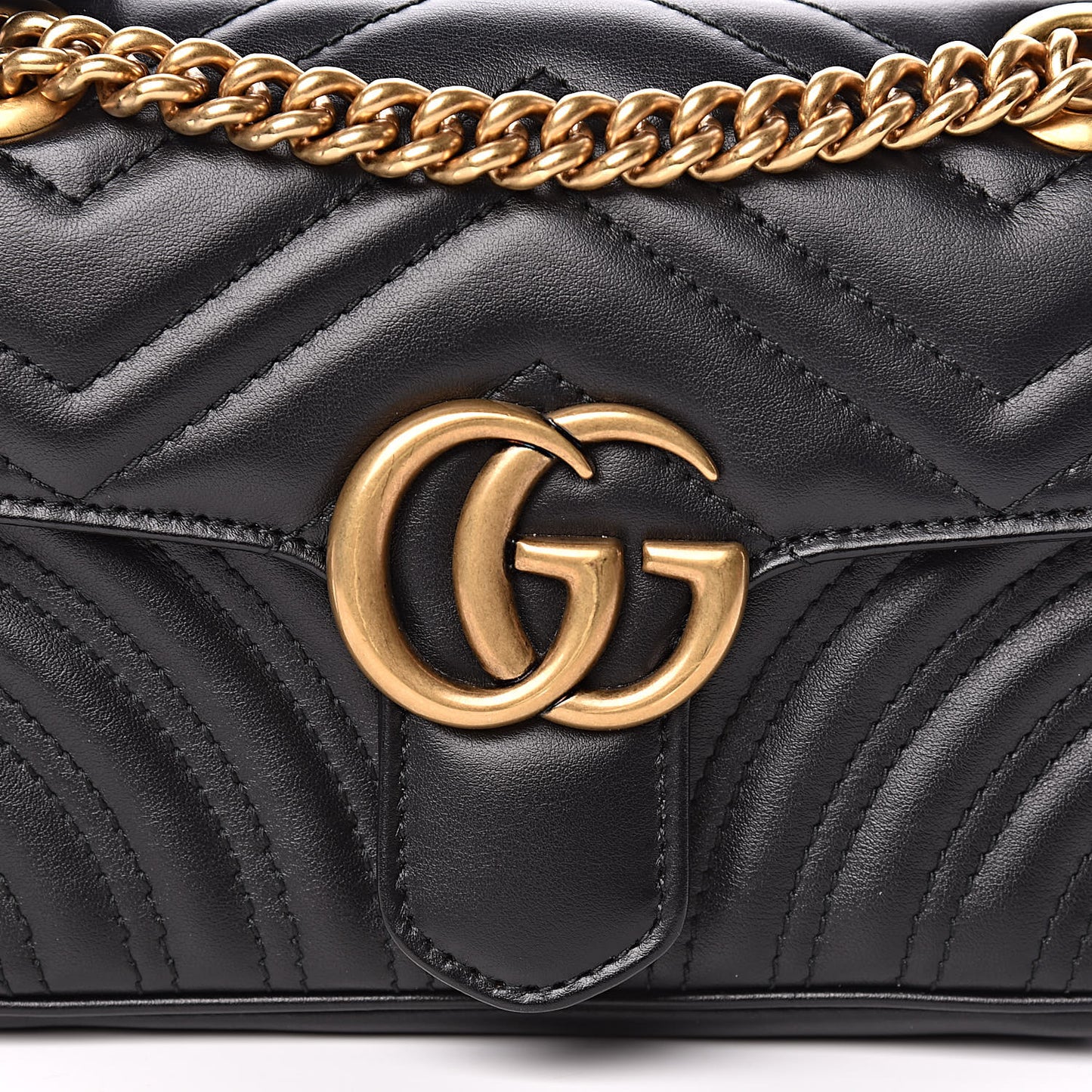 Calfskin Matelasse Mini GG Marmont Shoulder Bag Black