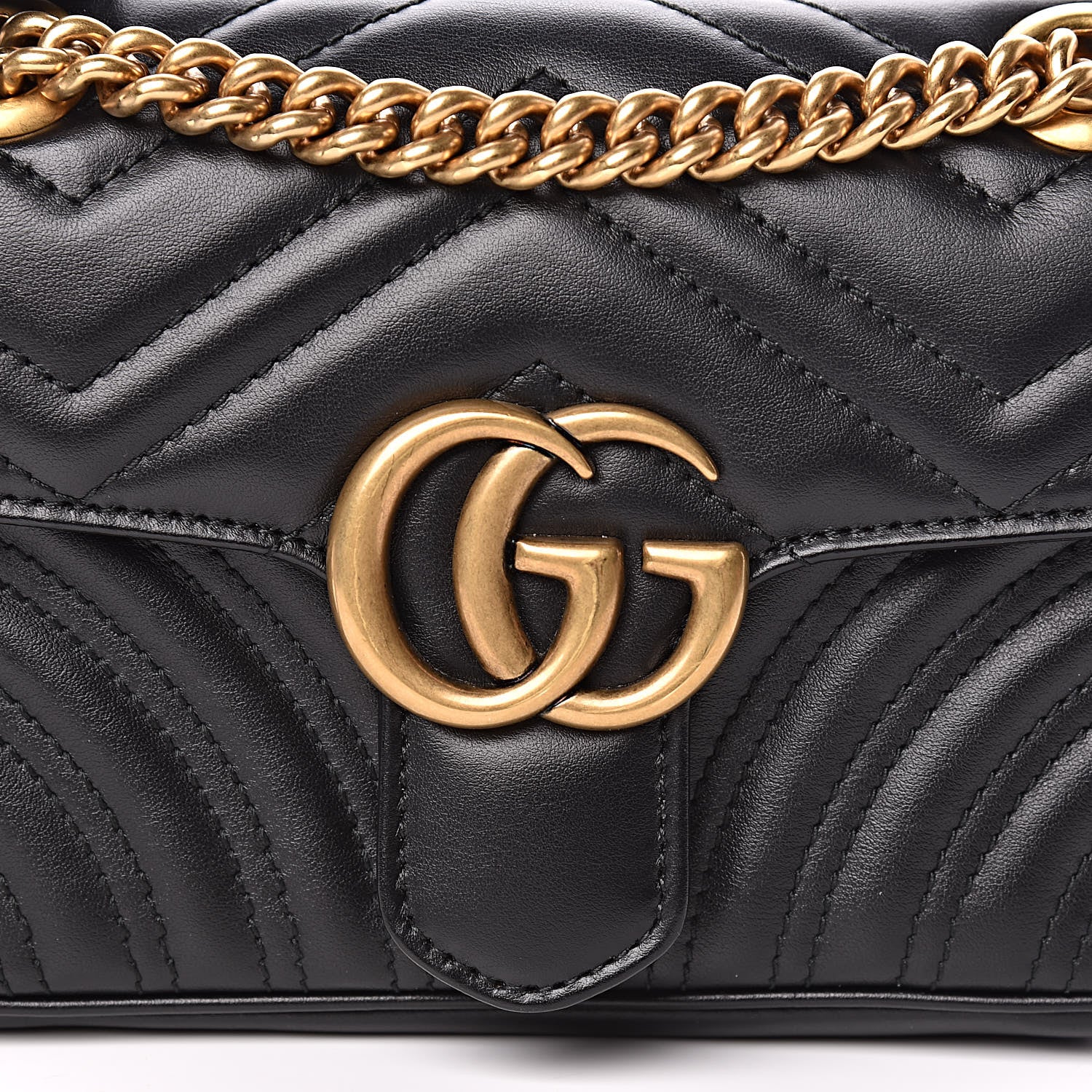 Gucci Calfskin Matelasse Mini GG Marmont Shoulder Bag Black 10 of 11