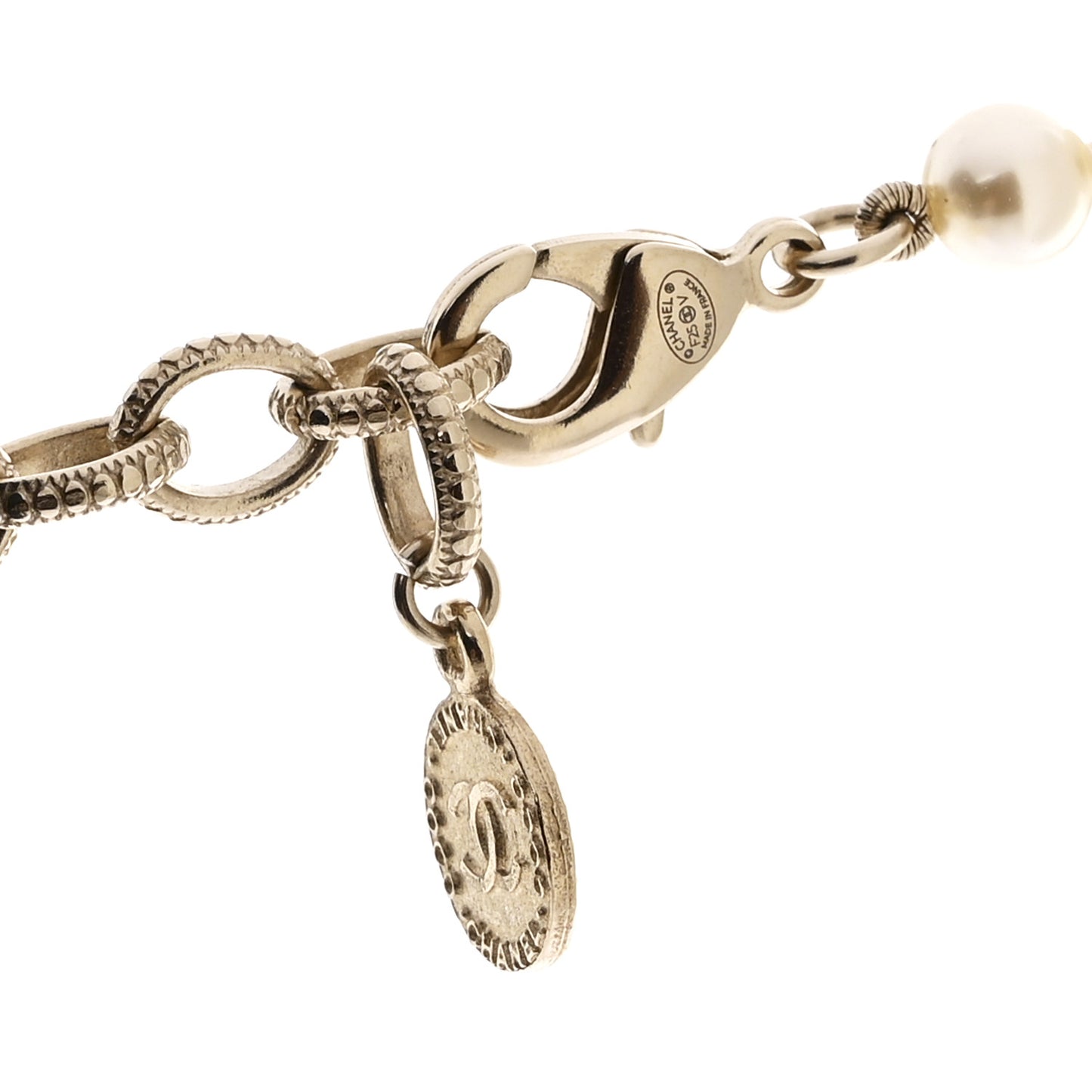 Pearl CC 100th Anniversary Necklace Light Gold