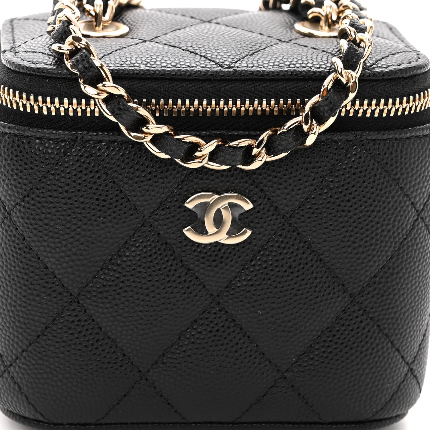 Chanel Caviar Quilted Mini Vanity Case With Chain Black 8 of 12