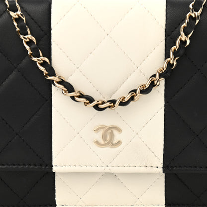 Chanel Lambskin Quilted Wallet On Chain WOC White Black 9 of 16