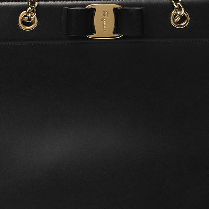 Salvatore Ferragamo Hammered Calfskin Vara Bow Chain Black Black 8 of 11
