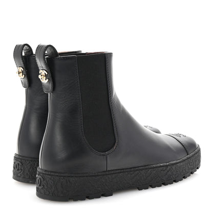 Chanel Calfskin Cap Toe CC Ankle Boots 40 Black 5 of 10