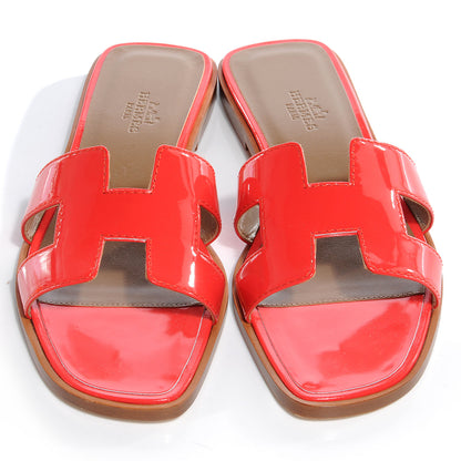 Hermes Patent Leather Oran Sandals 36 Rose Jaipur 2 of 8