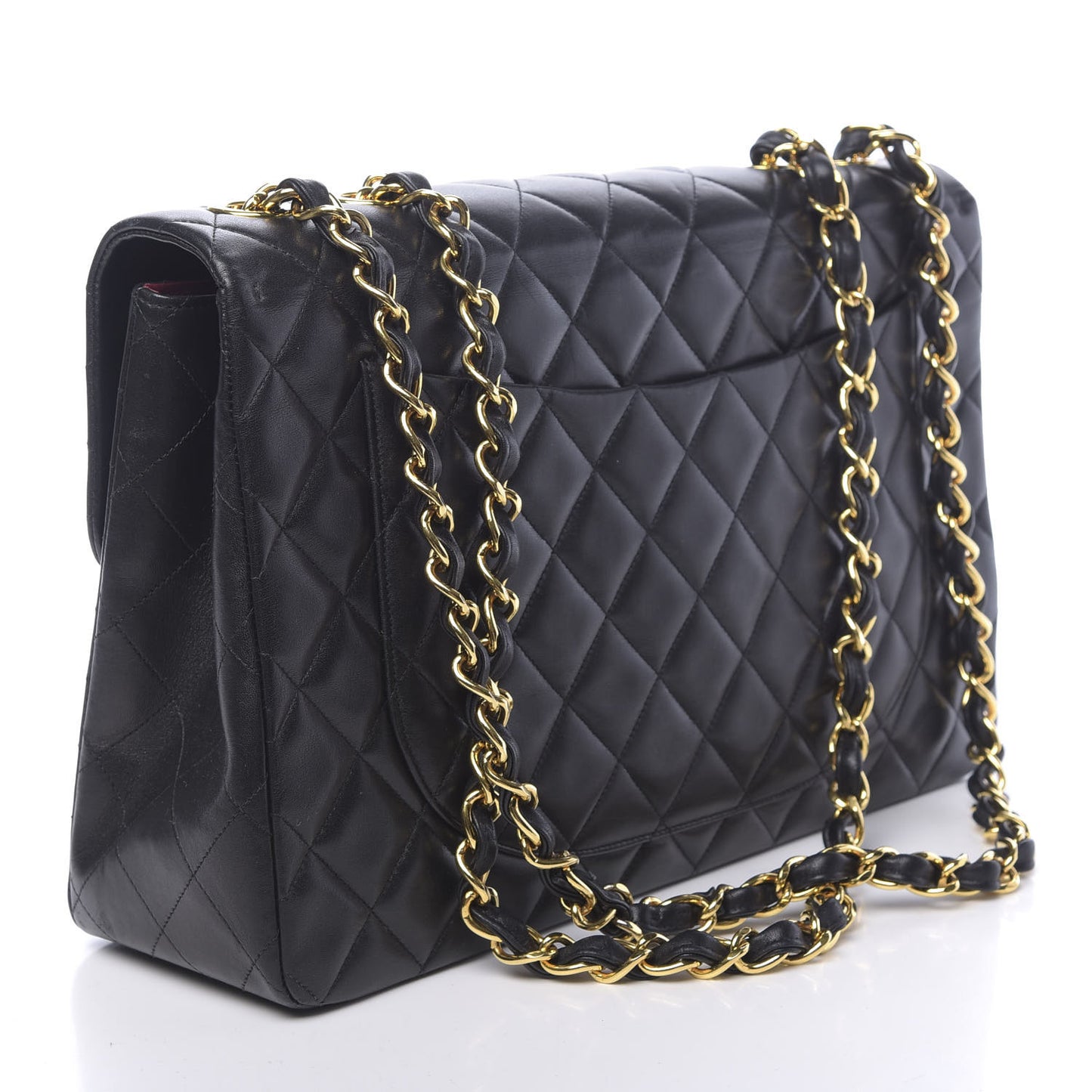 Lambskin Quilted XL Jumbo Single Flap Black