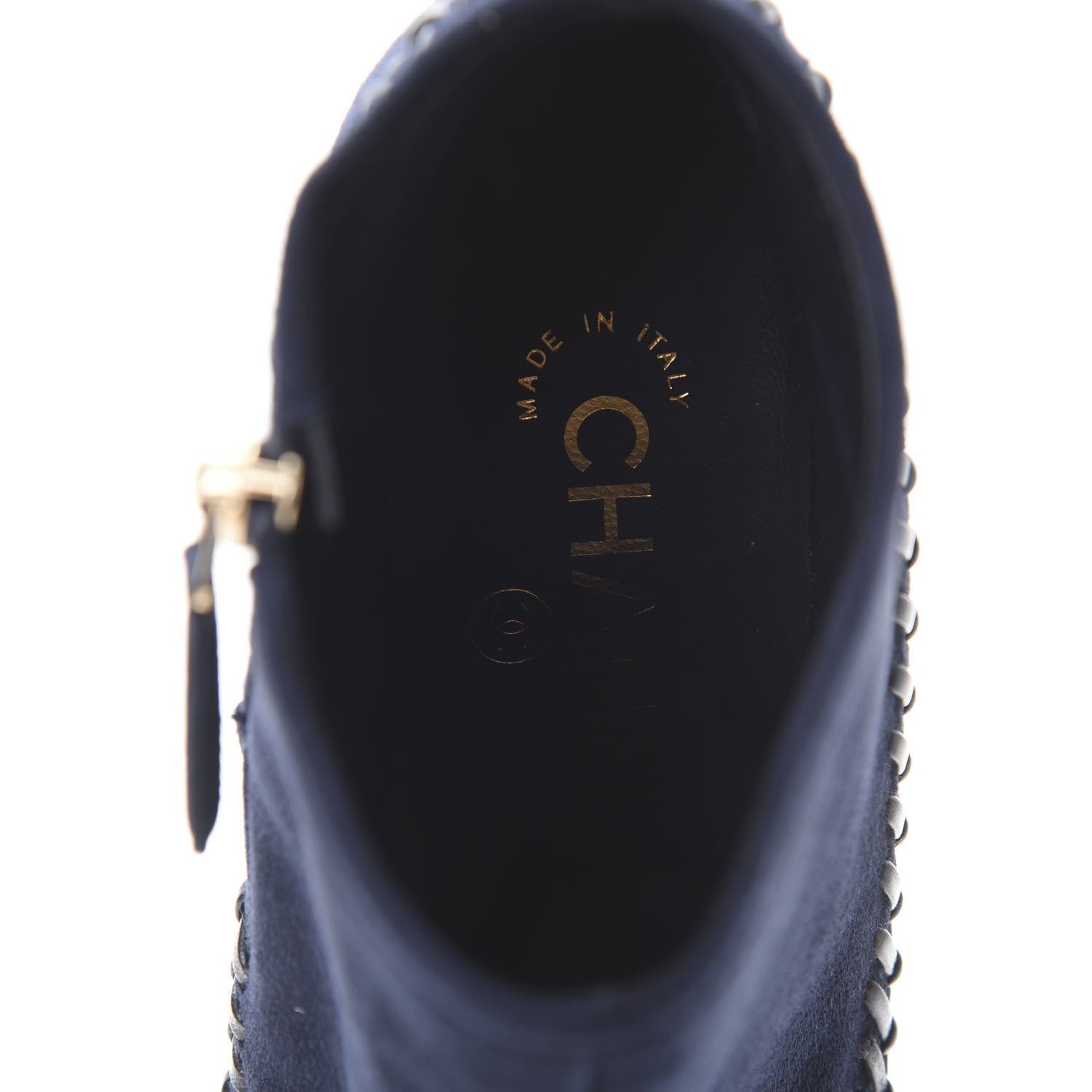 Chanel Suede Lambskin Short Boots 35.5 Navy Blue Black 7 of 9