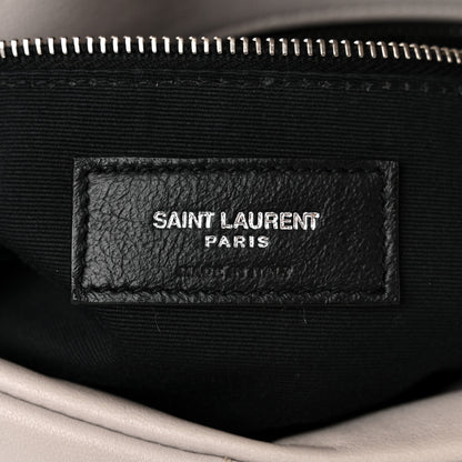 Saint Laurent Lambskin Quilted Medium Loulou Puffer Monogram Chain Satchel Blanc Vintage 6 of 15