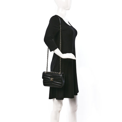 Chanel Shiny Lambskin Quilted Small Chevron Miroir Black 2 of 9