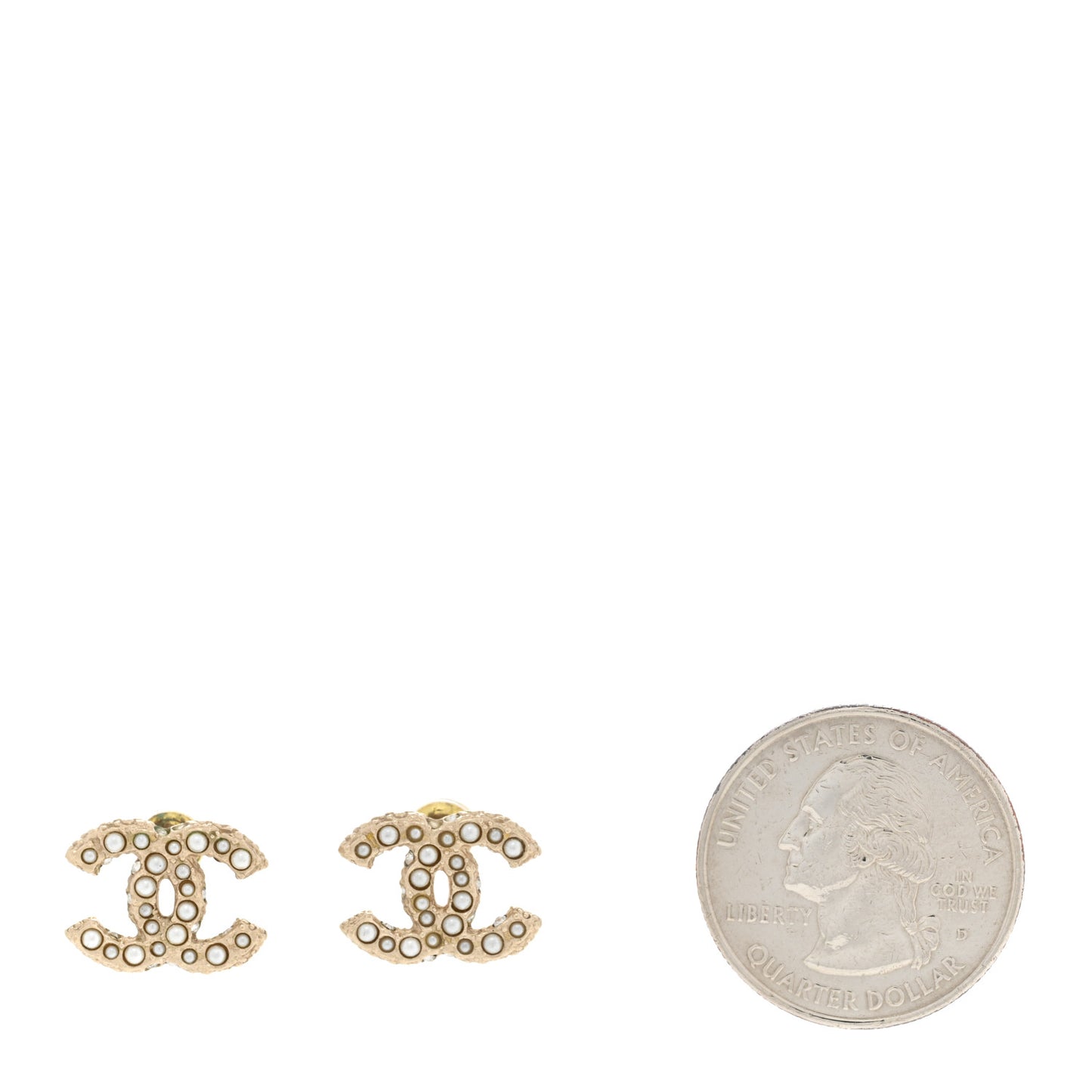 Pearl Crystal CC Earrings Light Gold