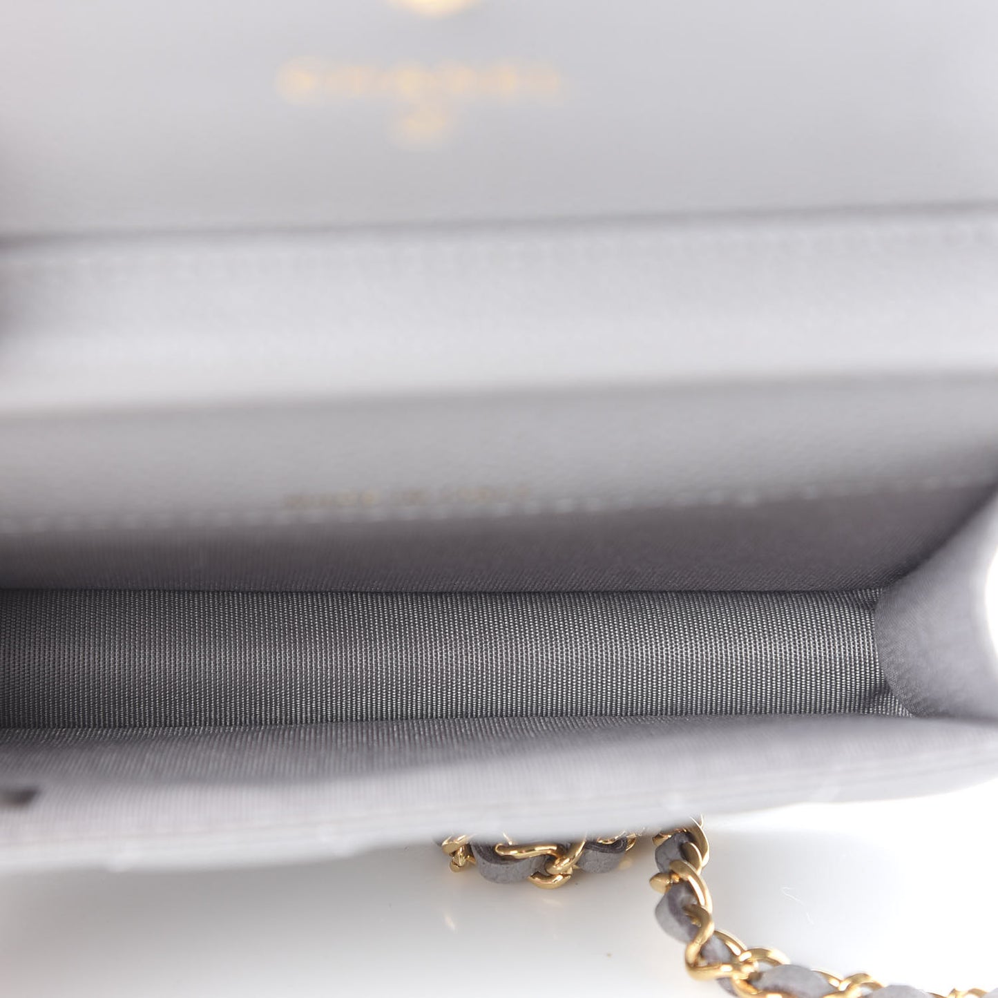 Caviar Quilted Miss Coco Clutch With Chain Grey