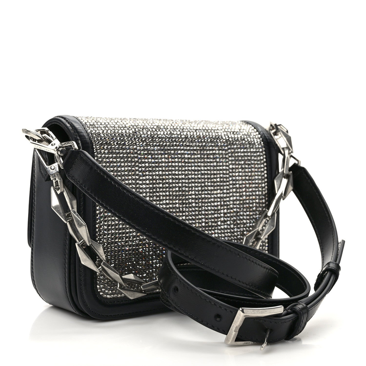 Jimmy Choo Calfskin Crystal Diamond Crossbody Black 3 of 11
