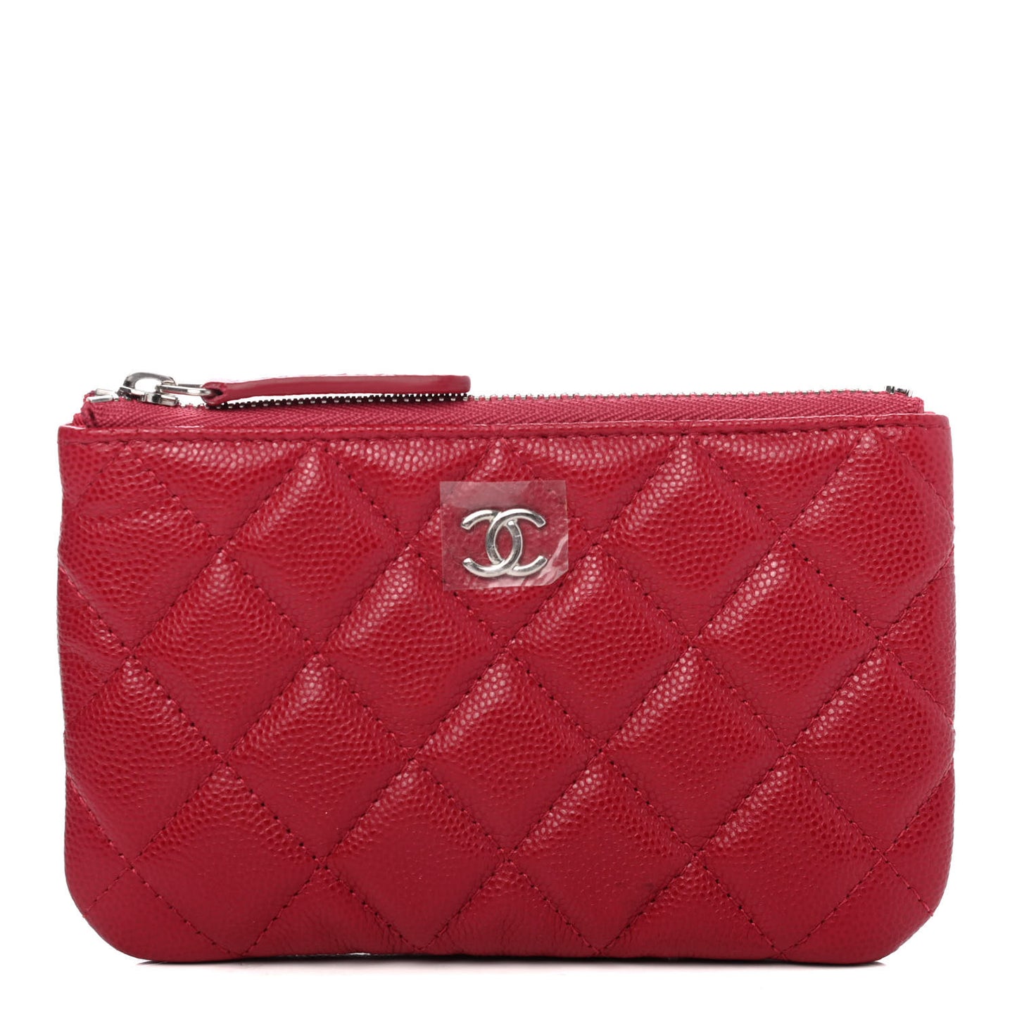 Caviar Quilted Small Cosmetic Case Dark Pink