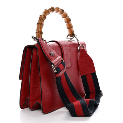 Gucci Dollar Calfskin Crystal Web Medium Dionysus Bamboo Top Handle Bag Hibiscus Red Black Diamond 3 of 14