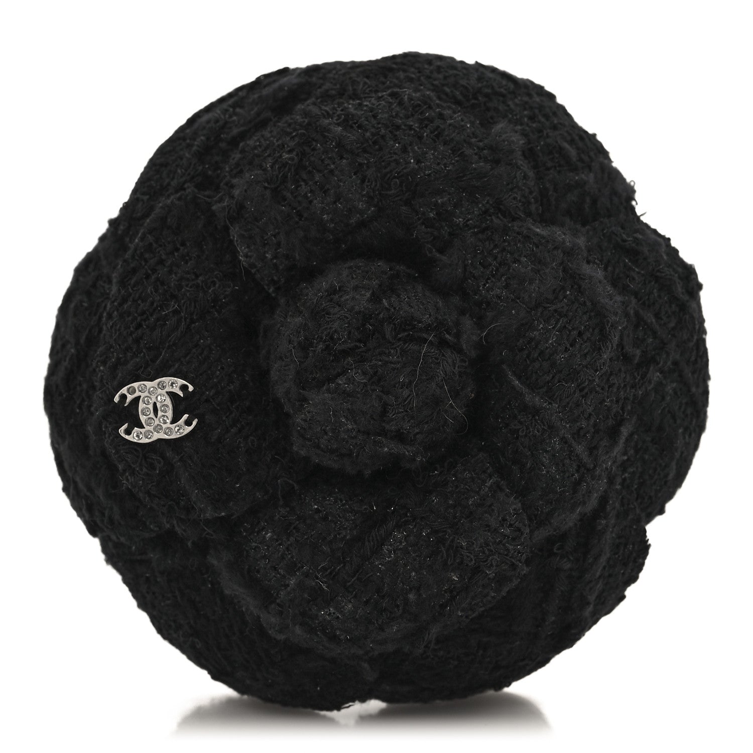 Chanel Tweed Camellia CC Pin Brooch Grey 1 of 4