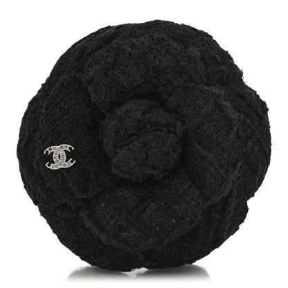 Chanel Tweed Camellia CC Pin Brooch Grey 1 of 4