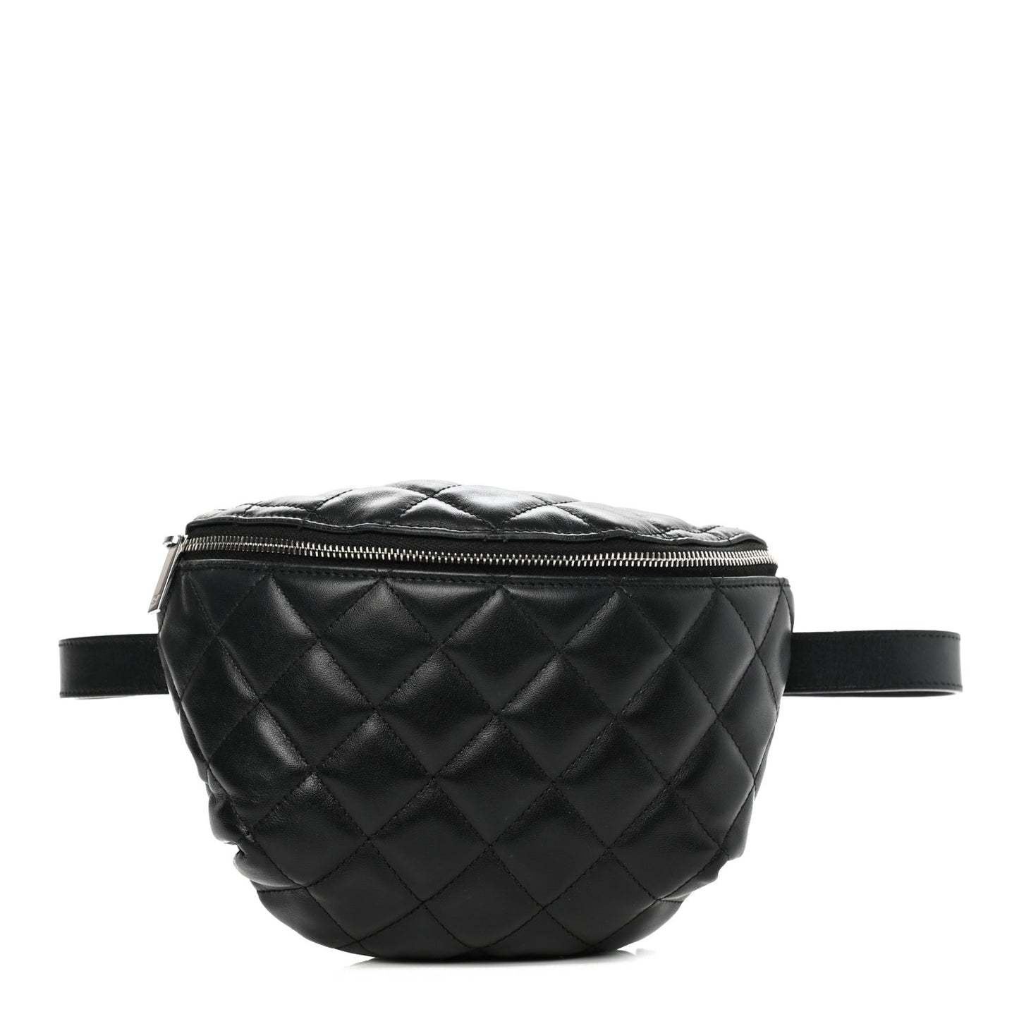 Lambskin Quilted Waist Belt Bag Black