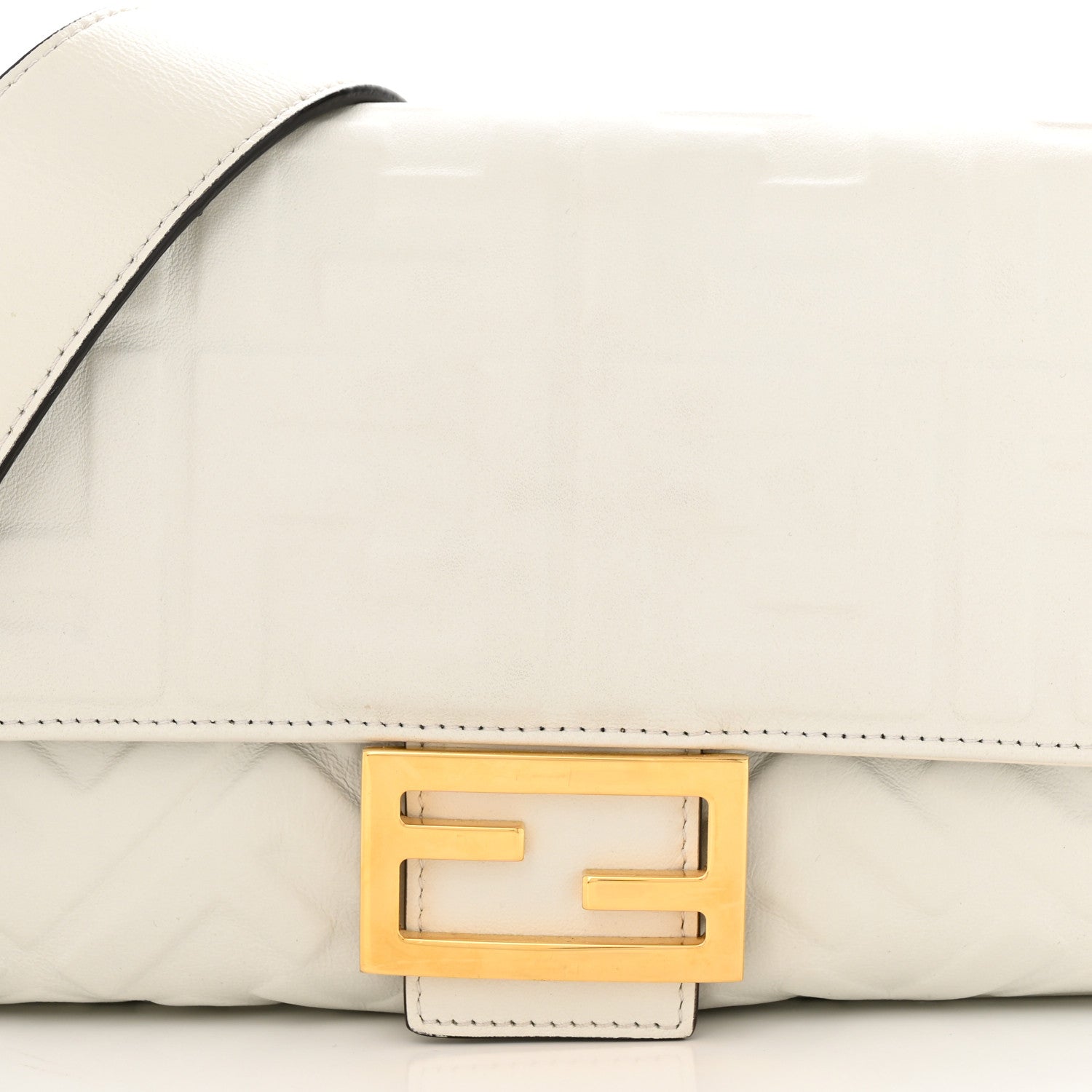 Fendi Nappa FF 1974 Embossed Baguette White 8 of 13