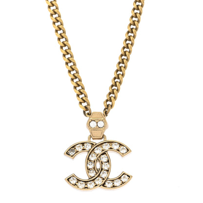 Chanel Crystal CC Pendant Necklace Gold 4 of 7