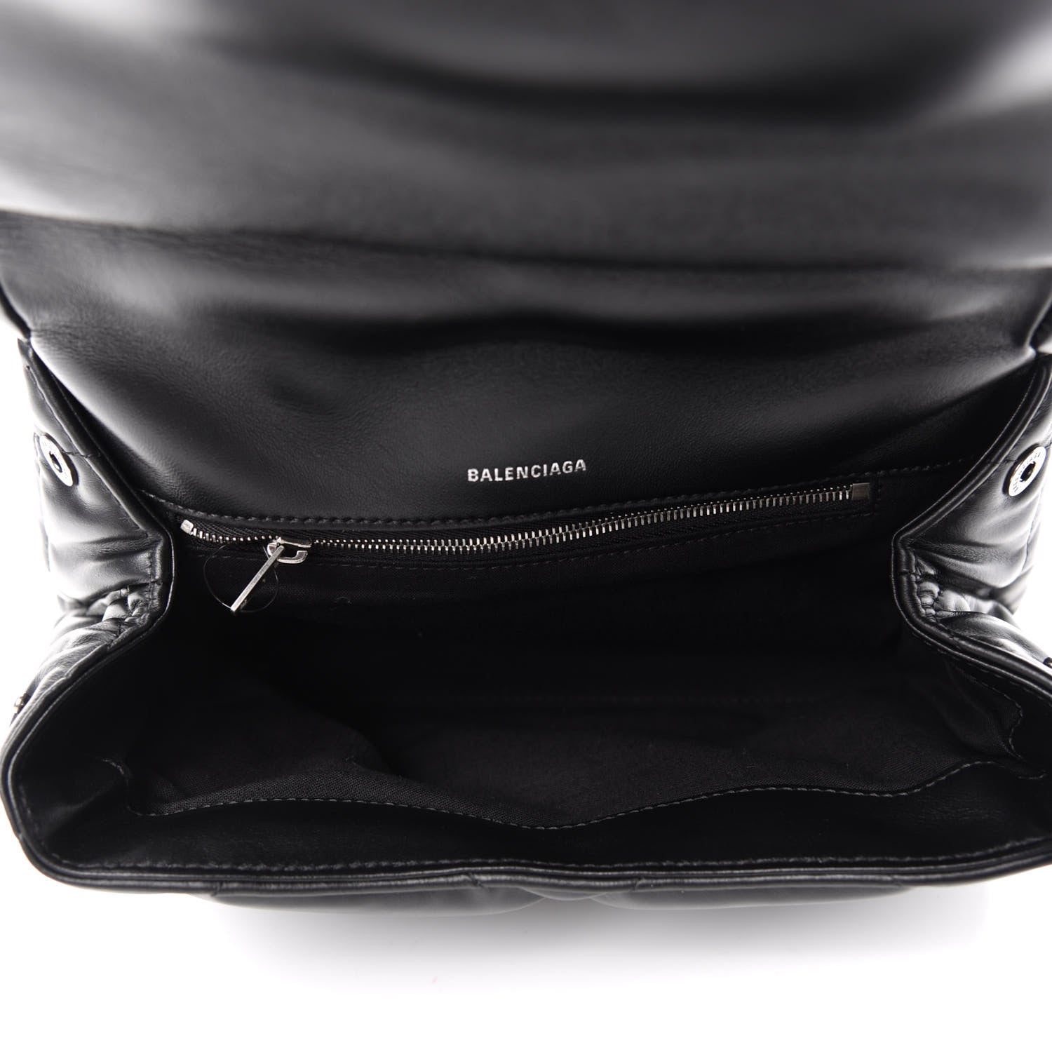 Balenciaga Nappa Calfskin Quilted Touch B Puffy Clutch Black 5 of 6