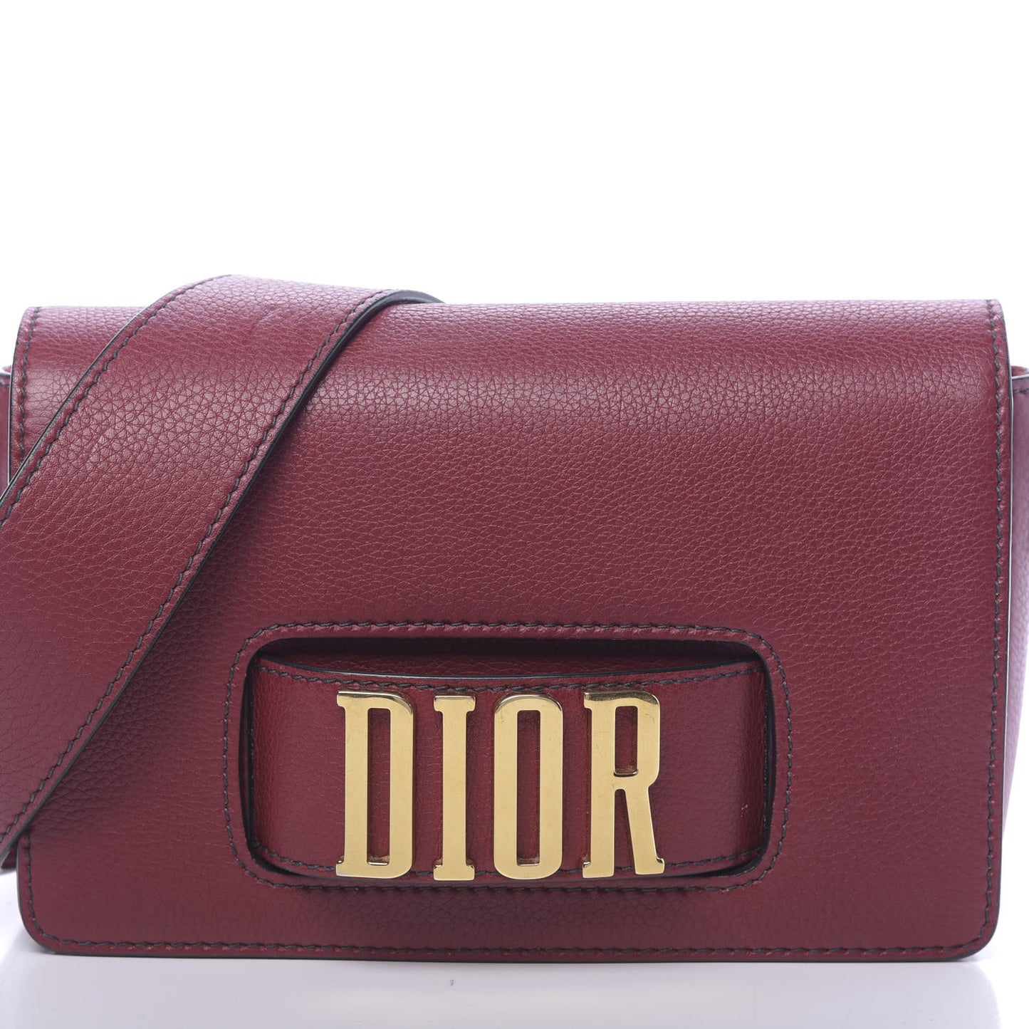 Grained Calfskin Dio(r)evolution Flap Bag Dark Red