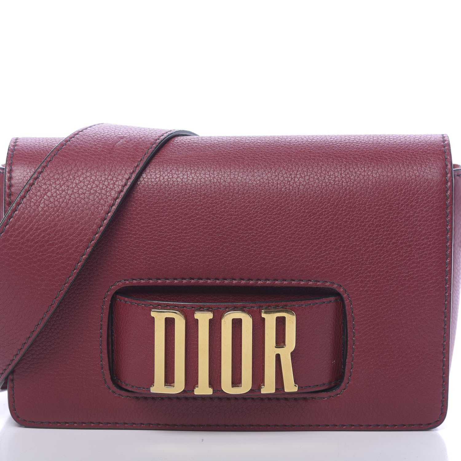 Christian Dior Grained Calfskin Dio(r)evolution Flap Bag Dark Red 13 of 15
