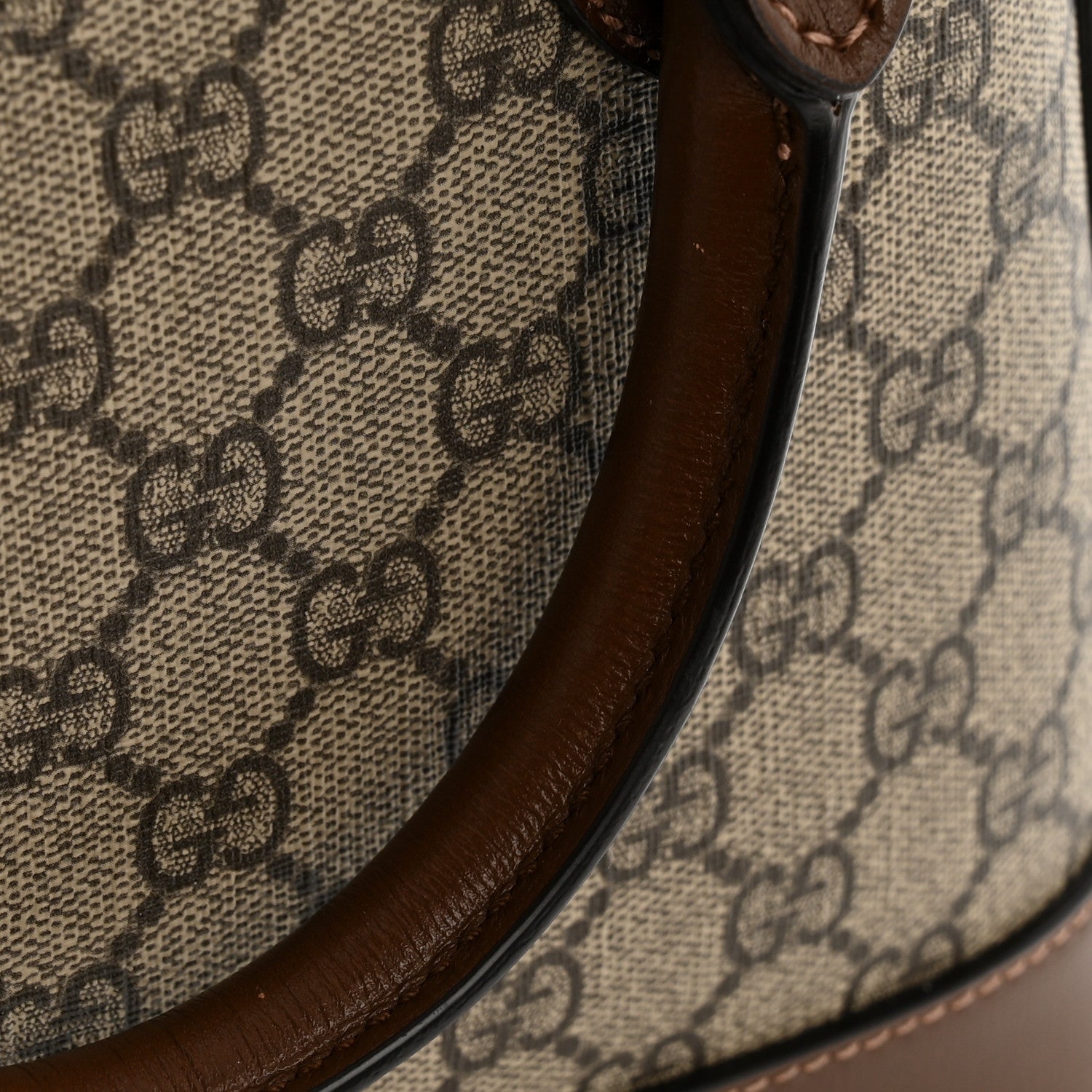 Gucci GG Supreme Monogram Azalea Calfskin Small Horsebit 1955 Top Handle Bag Beige Ebony Brown Sugar 13 of 13