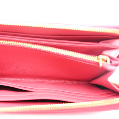 Prada Saffiano Triangle Zip Around Wallet Peonia 7 of 9