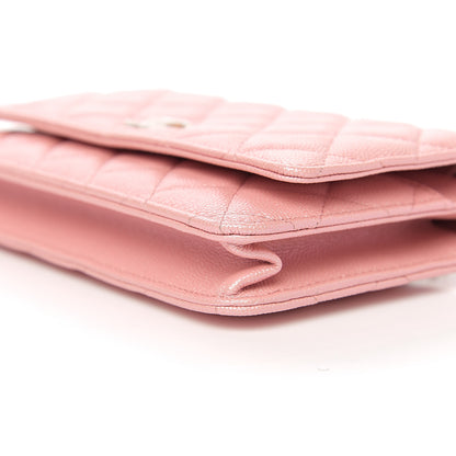 Chanel Iridescent Caviar Quilted Wallet on Chain WOC Pink 9 of 11