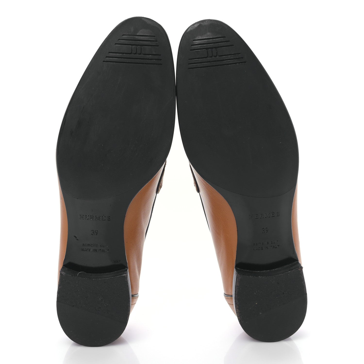 Hermes Goatskin Womens Paris Loafers 39 Naturel Black 5 of 8