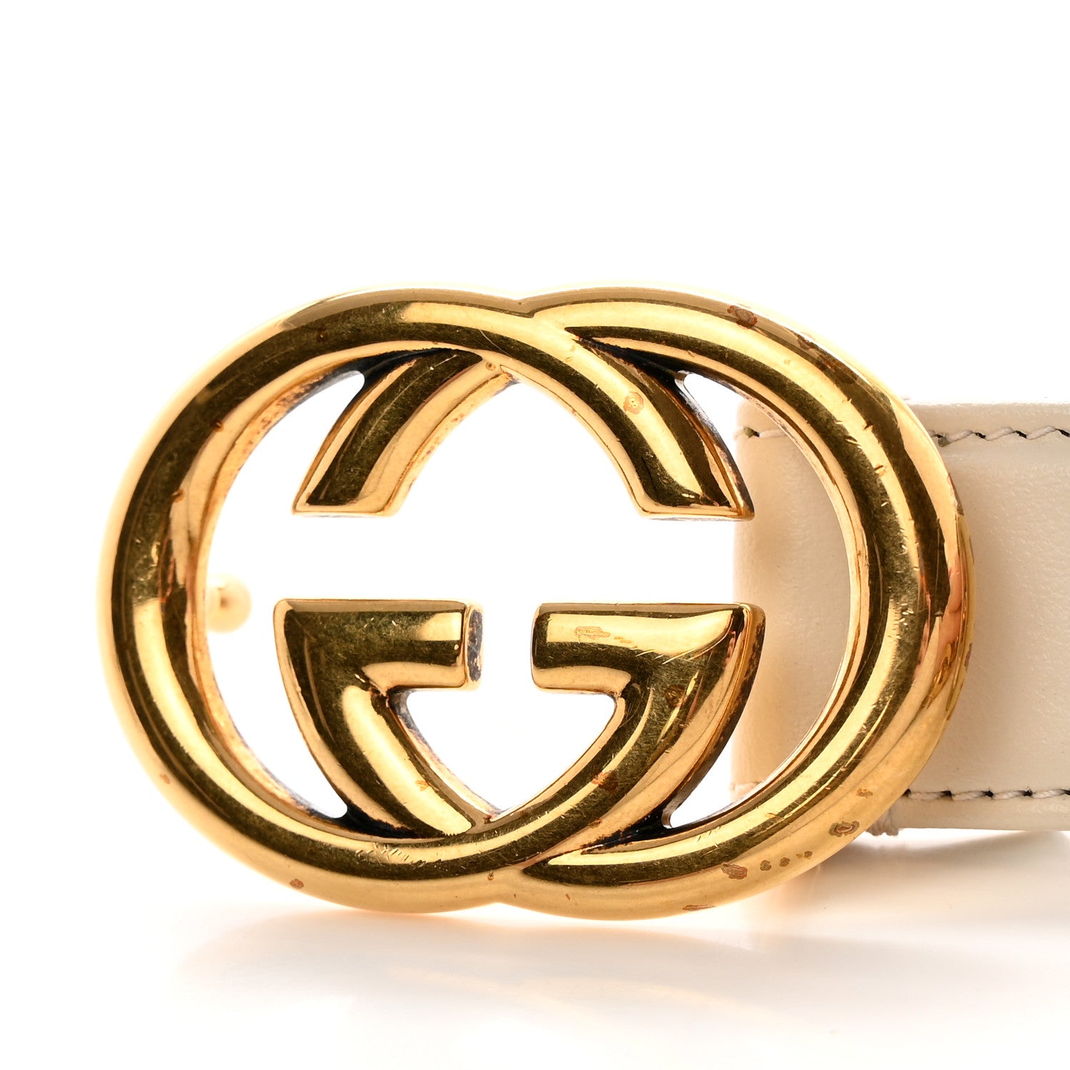 Gucci Plutone Calfskin Interlocking G 25mm Chain Belt 80 32 White 7 of 9