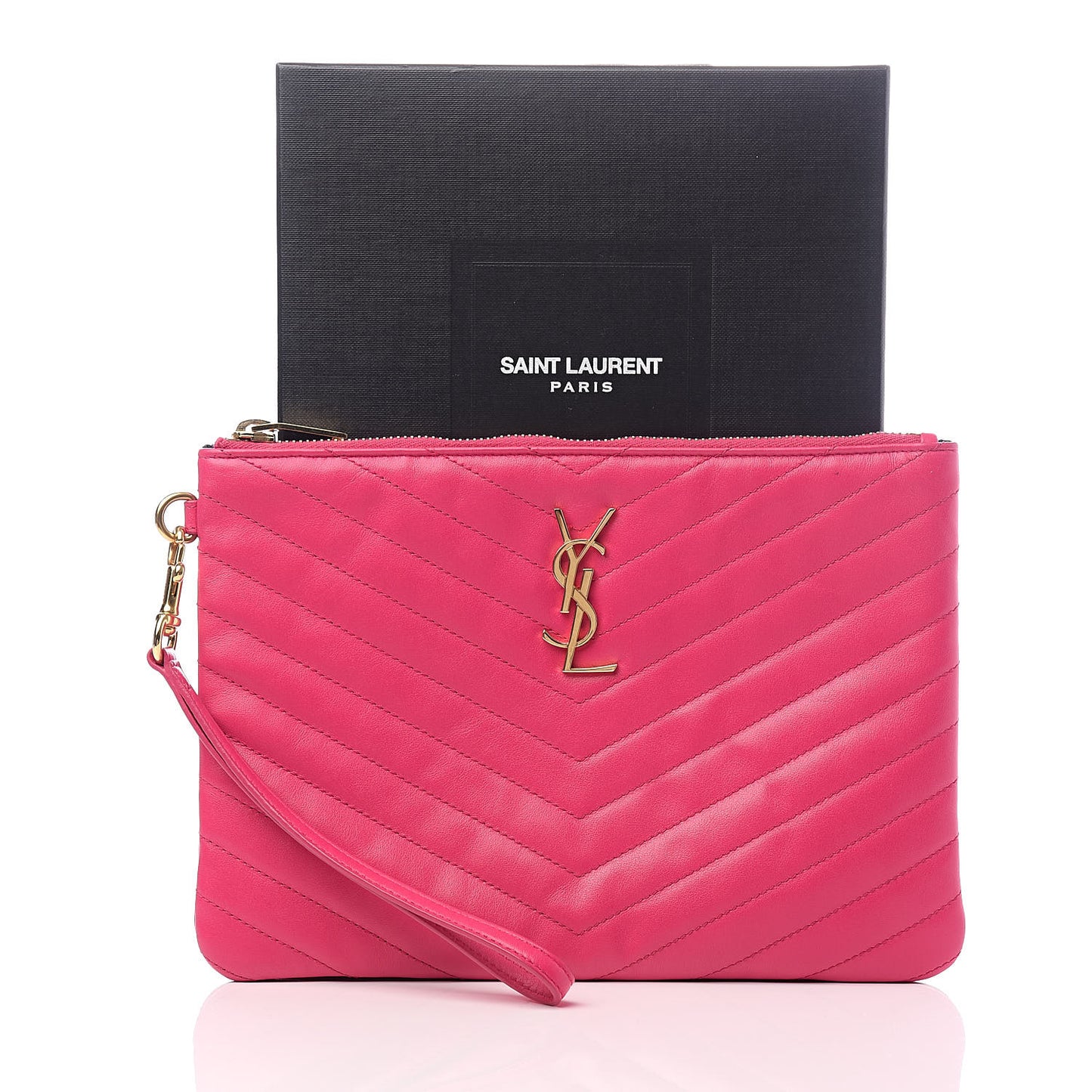Calfskin Matelasse Chevron Monogram A5 Wristlet Bubblegum