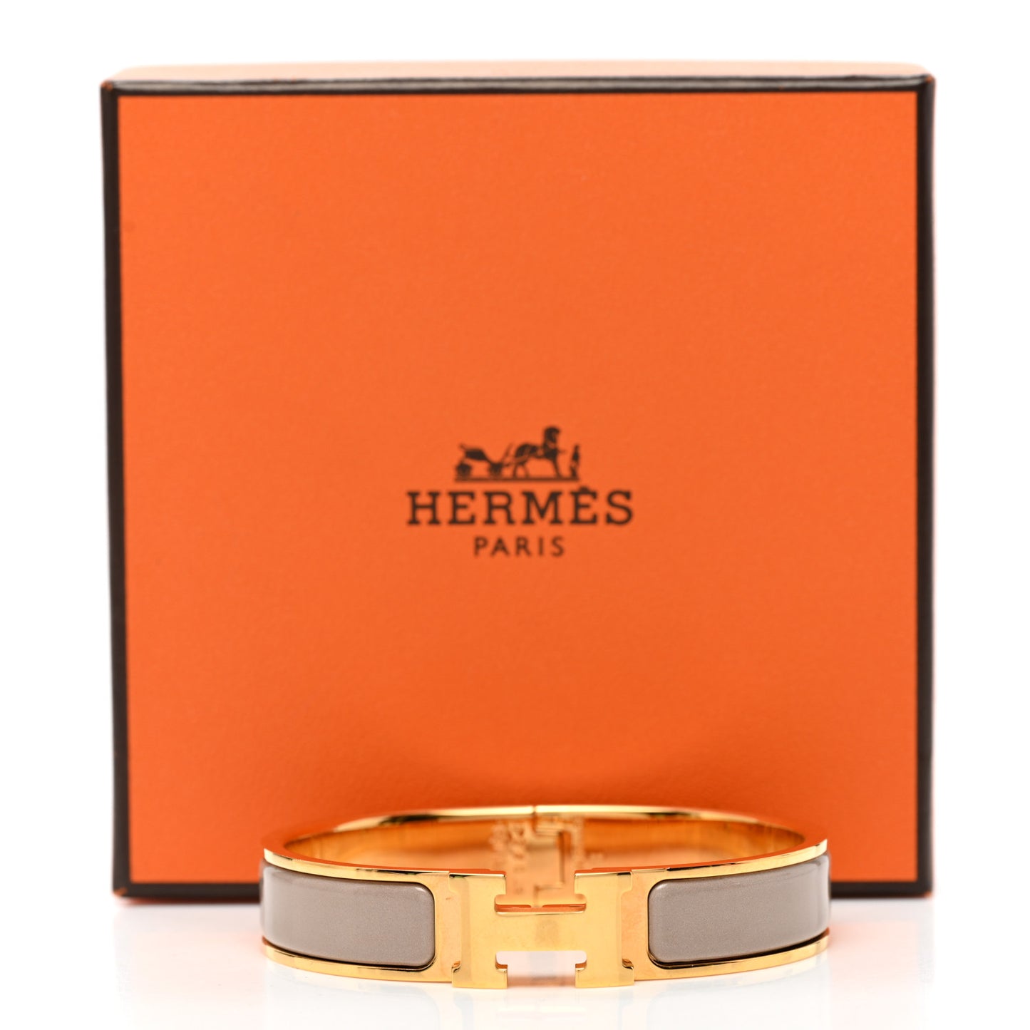 Enamel Narrow Clic Clac H Bracelet PM Marron Glace