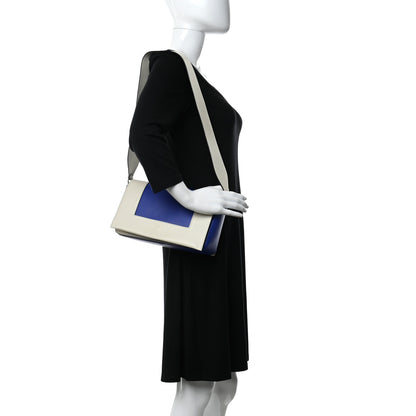 Celine Shiny Smooth Calfskin Medium Frame Shoulder Bag Ivory Royal Blue 2 of 20