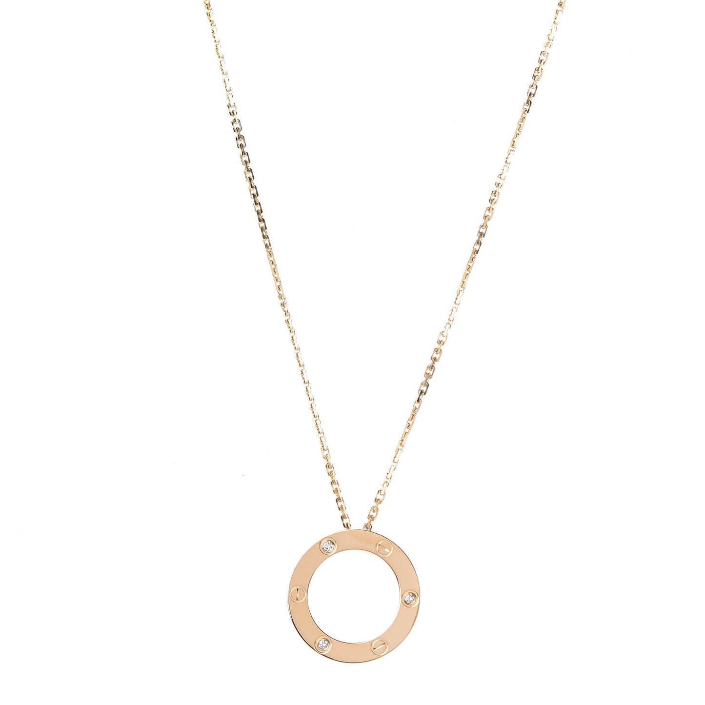 18K Yellow Gold 3 Diamonds LOVE Pendant Necklace